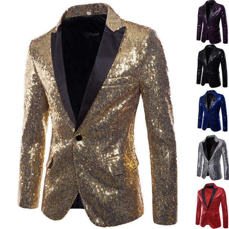 all in one place בגדי גברים Formal Men Glitters Suit Jackets Sequins Party Button Dance Bling Coats Wedding Party Men Blazer Gentleman Formal Suit