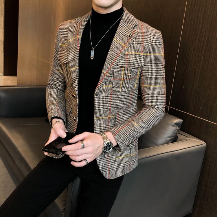 all in one place בגדי גברים 2021 Brand clothing Men's High Quality business suit/Male slim fit plaid Leisure Blazers/Man plaid Jackets Plus size S-3XL