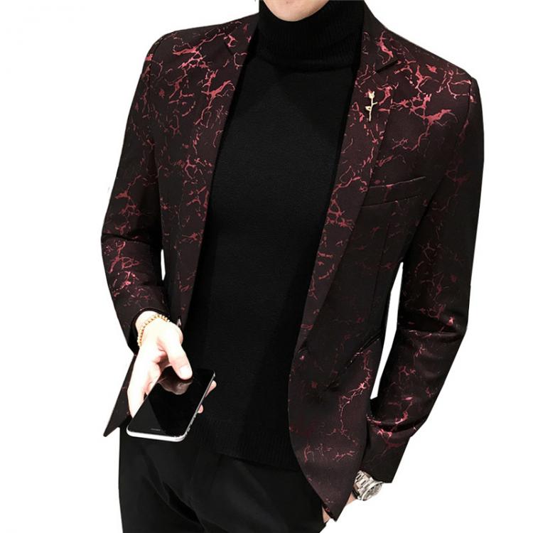 all in one place בגדי גברים Luxury Party Prom Blazer Autumn Men Shinny Yarn Wine Red Blue Black Blazer Jacket Men Slim Fit Business Dress Suit Coat Jackets