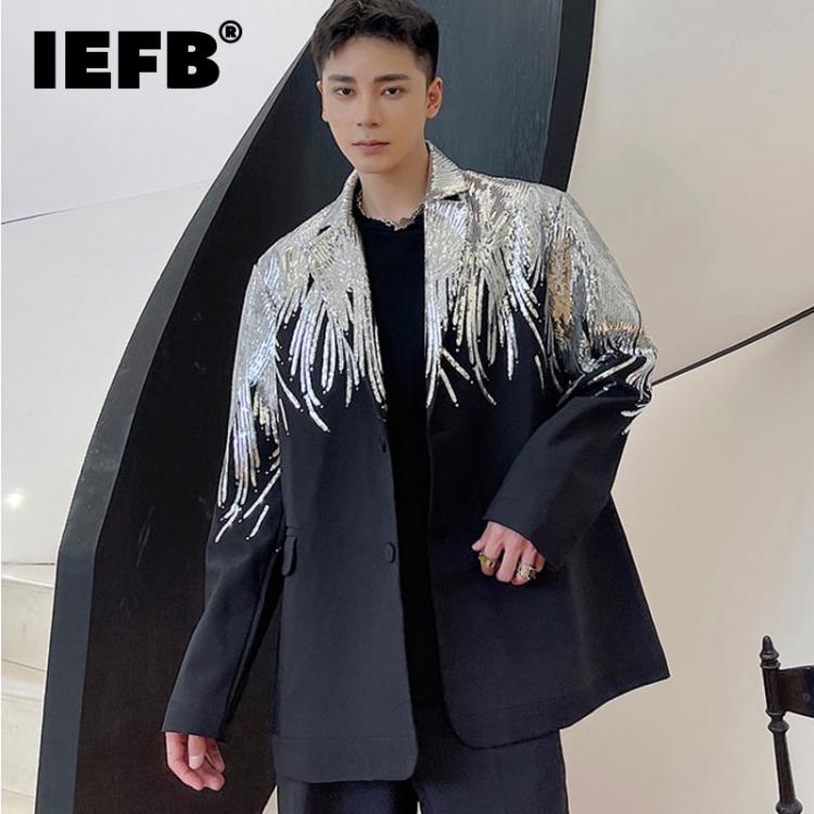 all in one place בגדי גברים IEFB Heavy Craft Embroidery Sequin Trend Casual Men's Blazer 2021 New Autumn Fashion Big Size Jacket Streetwear Suit Coat 9Y9