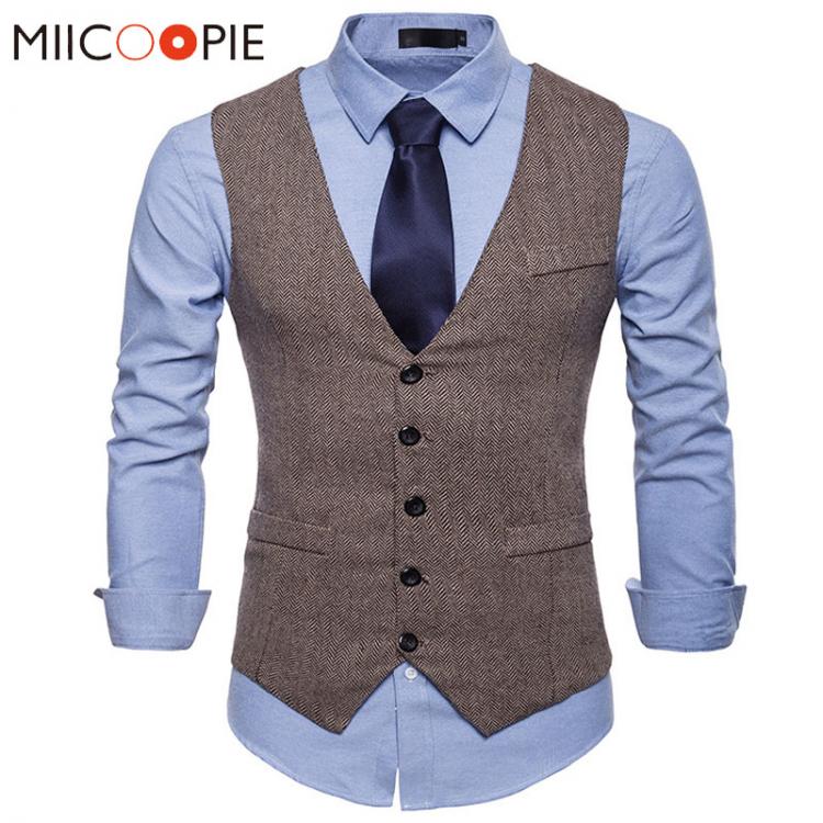 all in one place בגדי גברים Fashion Suit Vest Men Formal Dress Vest Colete Masculino Herringbone Gilet Fitness Sleeveless Jacket Wedding Waistcoat Men XXL