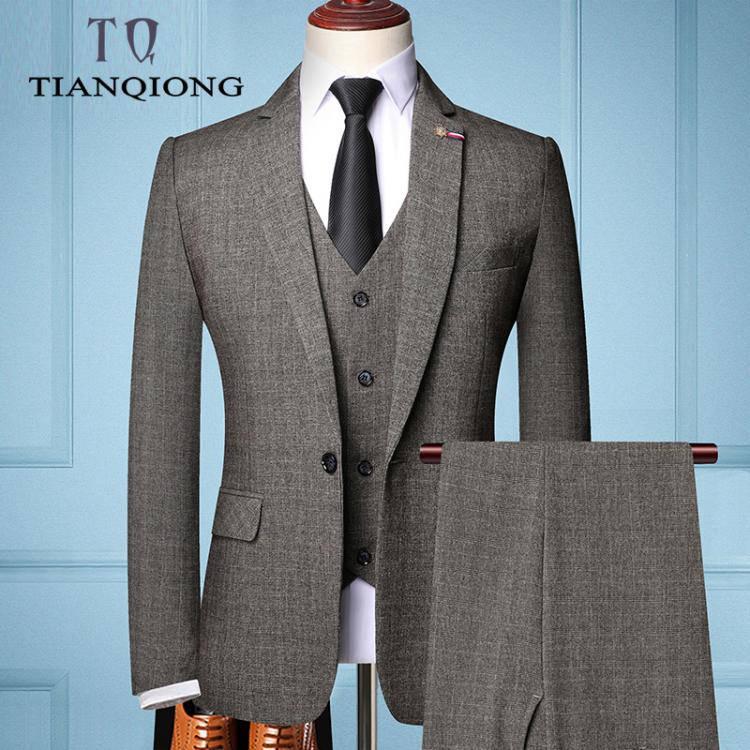 all in one place בגדי גברים TIAN QIONG Brand Fashion Men 's Slim Fit Business Suit Men Fashion 3 Pieces Mens Blazers Tuxedos Suits Groom Best Wedding Sui