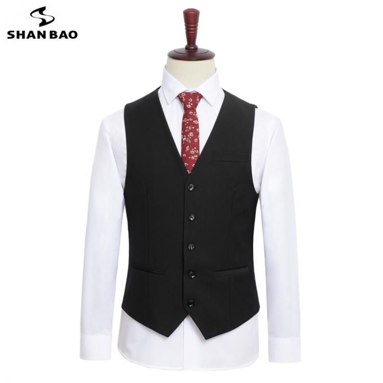 all in one place בגדי גברים SHAN BAO Men's Business Casual Suit Vest 2021 New Brand Clothing Gentleman Banquet Wedding Vest Black Royal Blue Navy Blue Gr