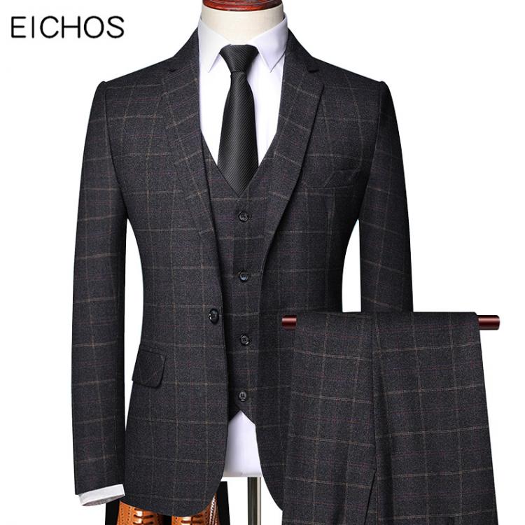 all in one place בגדי גברים Plus Size 6XL Formal Business Costume Homme Plaids Suit Three Piece Slim Fit Mens Wedding Suit For Groom Tuxedo Man