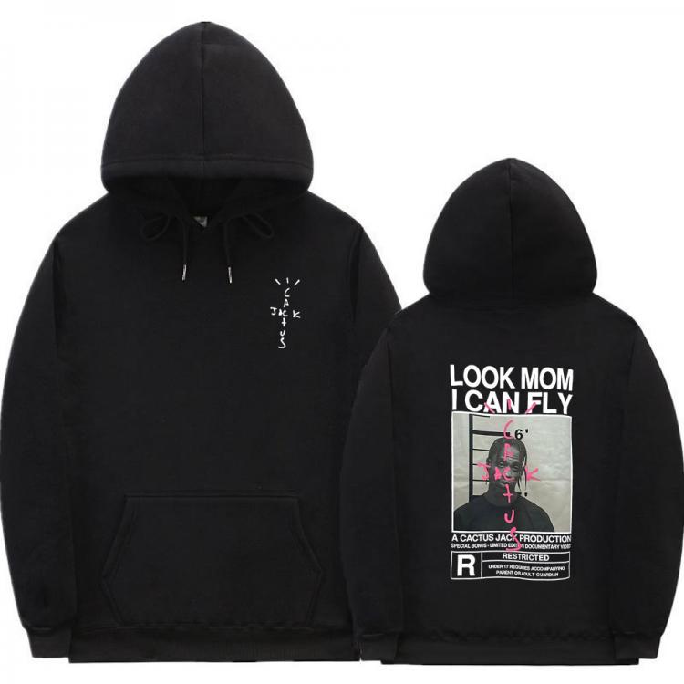 all in one place בגדי גברים Cactus Jack Hoodie Men Women Double-sided Logo Print LOOK MOM I CAN FLY Travis Scott Hoodies Unisex Fashion Hip Hop Streetwear