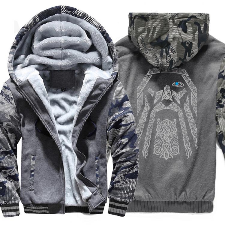 all in one place בגדי גברים winter sweatshirt raglan print jacket tracksuit Odin Vikings hoodies for men 2019 new fashion wool liner Camouflage sleeve coats