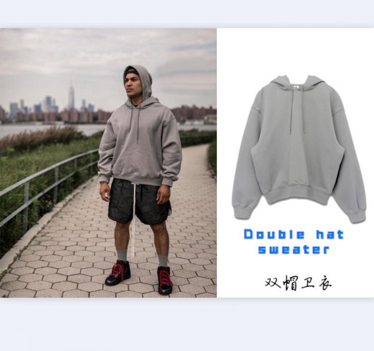 all in one place בגדי גברים Autumn and winter men's joint hedging sports hooded sweater fashion trendy men's loose double-layered hood sweater