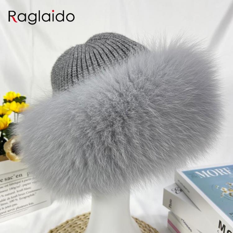 all in one place אביזרי גברים Winter Hats Women Natural Fox Fur Fuffy Warm Fashion Stylish Fedoras Knitted fur hat