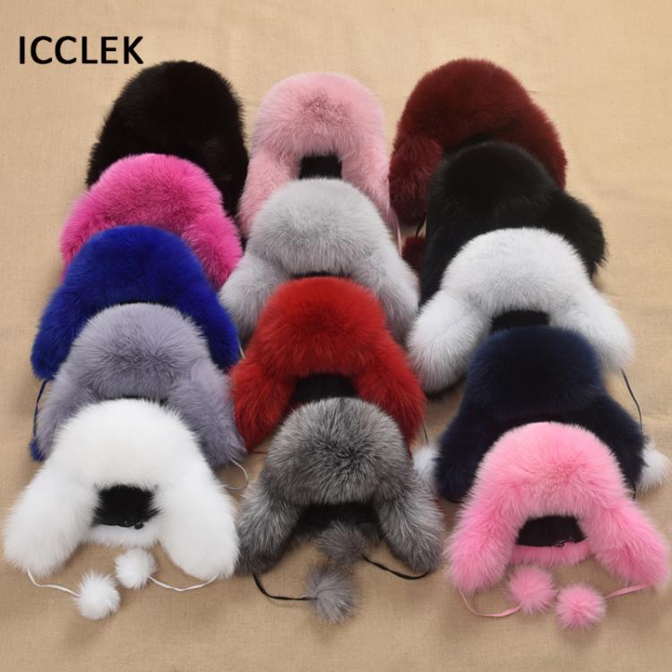 all in one place אביזרי גברים Kids Winter Hat Thick Warm Ears Bomber Hats Cute Boys Girls Real Fox Fur Hat With Ear Flaps Windproof Snow Hat Caps