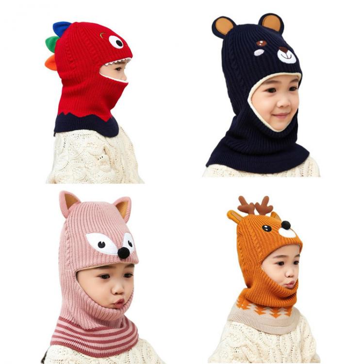 all in one place אביזרי גברים Doitbest 2 to 6 years old Boy girl Beanie Protect neck Cartoon animal Windproof Winter Child knit hat kids girl's Earflap Cap