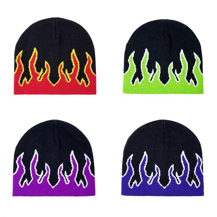 all in one place אביזרי גברים New Hot Fashion Brand Autumn Winter Unisex Fire Design Street Dance Trend Hip Hop Knitted Soft Wear Warm Man Bonnet Beanie Hat