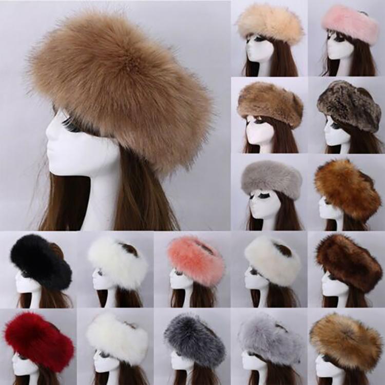 all in one place אביזרי גברים 2021 Winter Thick Furry Hairband Fluffy Russian Faux Fur Women Girl Fur Headband Hat Winter Outdoor Earwarmer Ski Hats Hot