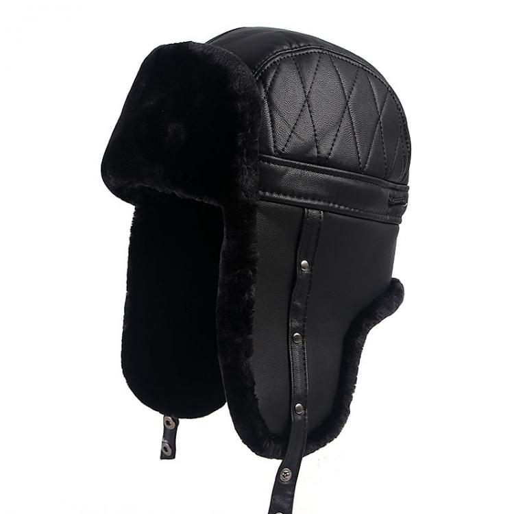 all in one place אביזרי גברים High Quality 2021 Winter Warm Leather Pilot Cap Soviet Russian Ushanka Faxu Fur Hats Earflap Bomber Hat Men Black Snow hats