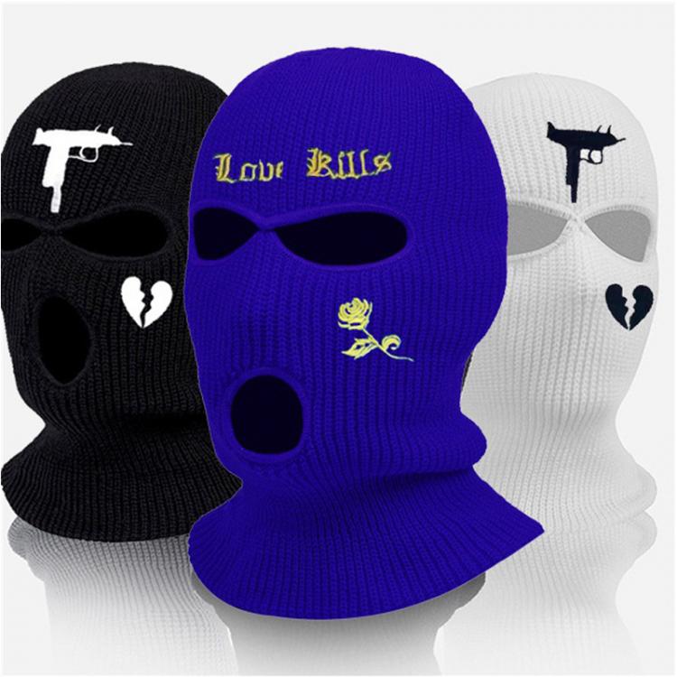 all in one place אביזרי גברים 1Pc Embroidery Balaclava Face Mask 3-Hole for Cold Weather, Winter Ski Mask for Men and Women Thermal Cycling Mask Christmas Gif