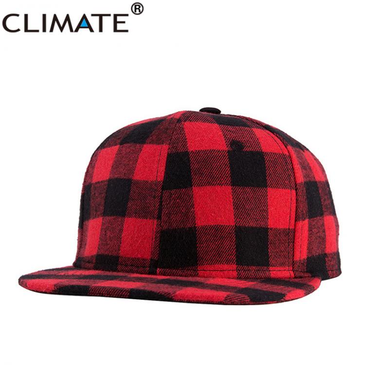 all in one place אביזרי גברים CLIMATE Red Plaid Snapback Cap Women Plaid Hat Cap Fashion Checks Cotton No Logo Hat Caps Classic Checks Cap Hat for Men Women