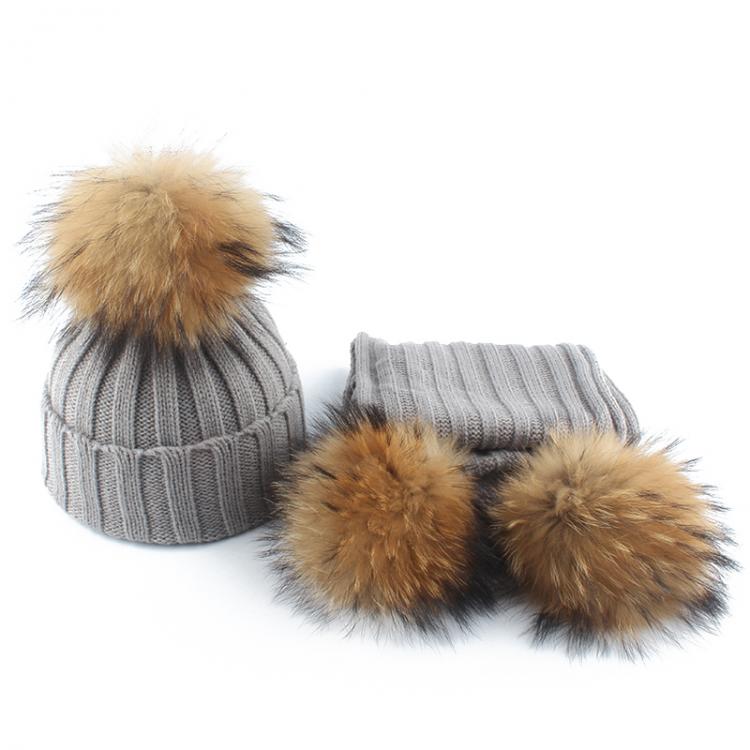 all in one place אביזרי גברים 2021 Fashion Children Winter Big Fur Pompom Hats Baby Warm Knitted Hat For Kids Girls Boys Pom pom Beanie Cap