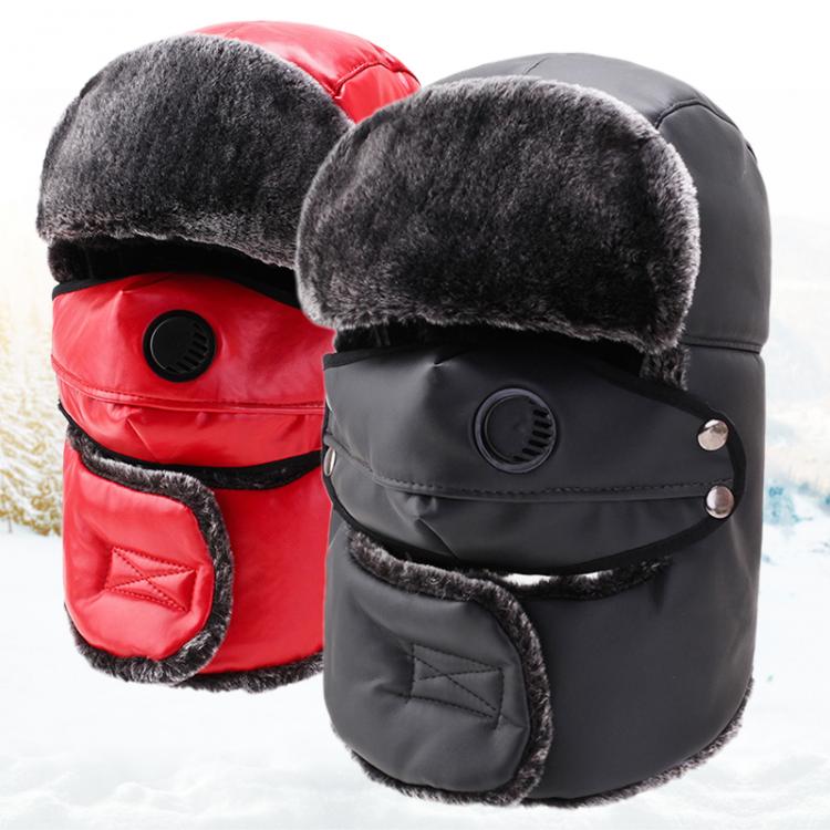 all in one place אביזרי גברים Winter Warm Hats Men Women Bomber Caps Removable Mask Bonnet PU Leather Thick Lei Feng Bone Russia Czapka Zimowa Gorros Invierno