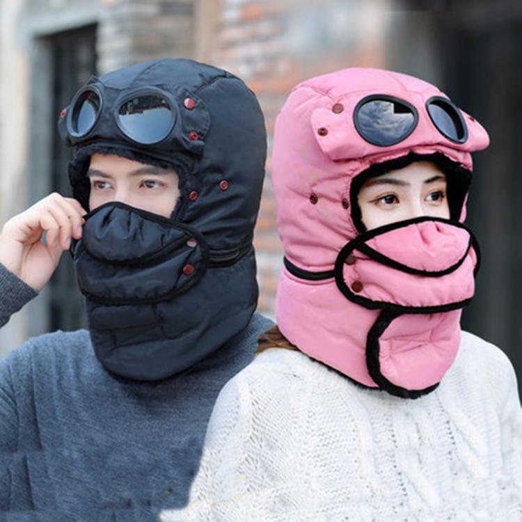 all in one place אביזרי גברים Bomber Hats Women Men Child Winter Windproof Ski Cap With Ear Flaps And Mask Pilot Goggles Warm  Hats Trooper Trapper Cap