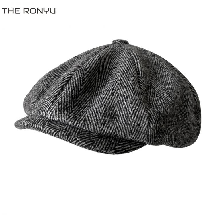 all in one place אביזרי גברים Wool Cap For Men Gatsby Hat Autumn Winter Men Flat Caps Gray Herringbone Newsboy Caps Male Sombreros De Hombre Berets NM01-2
