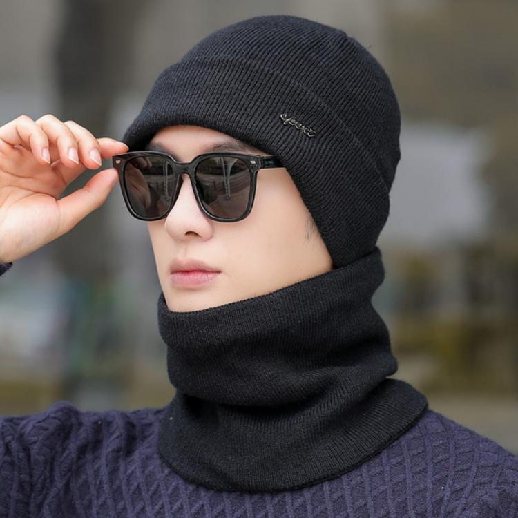 all in one place אביזרי גברים New Men's Winter Knitted Hat Fashion Soft High Quality Add Fur Lined Cap Male Thick Neck Protective Warm Hat bandana
