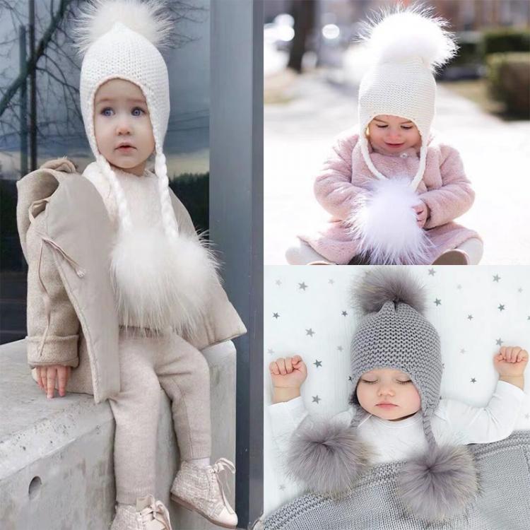 all in one place אביזרי גברים Baby Pom Pom Beanie Warm Knitted Hats Real Fur Hat For kids Winter Beanies Girl And Boy Ear Cap