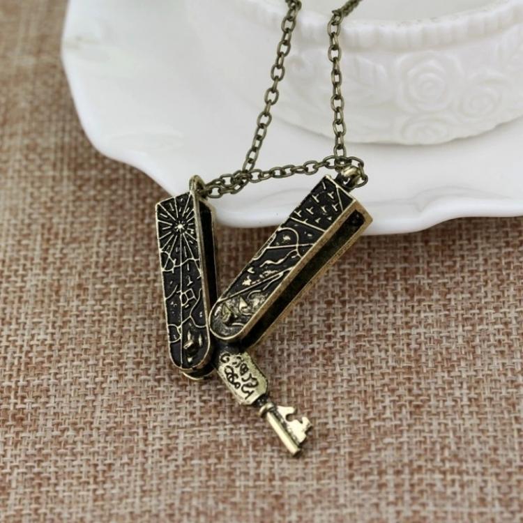all in one place אביזרי גברים Retro Grimm Can Be Opened Key Shape Pendant Necklace Men's Fashion Sliding Pendant Chain Necklace Accessories Vintage Jewelry