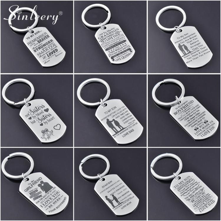 all in one place אביזרי גברים SINLEERY Stainless steel keychain Square pendant Key Holder Rings Women Men Son Girlfriend Boyfriend Blessings Keyring YS007 SSK