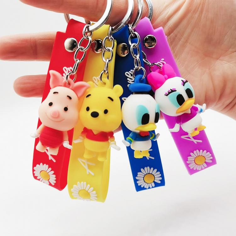 all in one place אביזרי גברים Disney Mickey Minnie Stitch Keychain Movies Figure Silicone Key Chain Animal Couple Bag Pendant Car Key Ring Christmas Gift