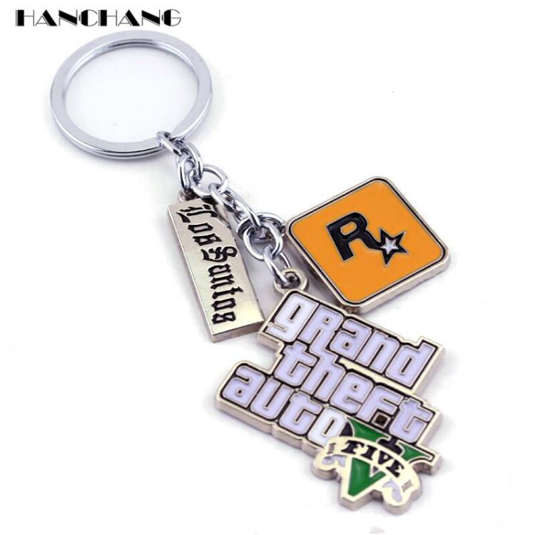 all in one place אביזרי גברים Muti-Pendant Key Holder PS4 Xbox PC Keyfob Game GTA V Grand Theft Auto 5 Keychain For Fans Key Chains Key Ring llaveros
