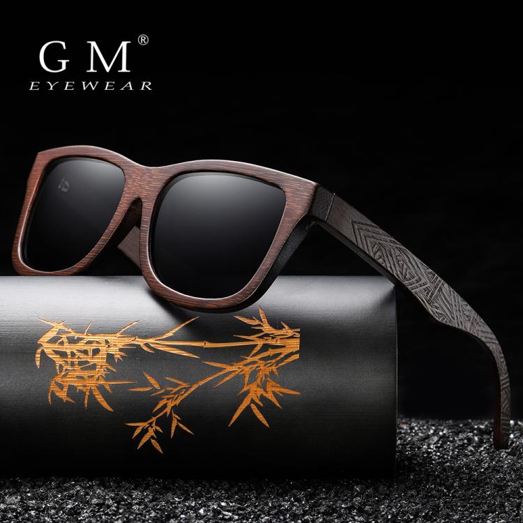 all in one place אביזרי גברים GM Natural Bamboo Wooden Sunglasses Handmade Polarized Mirror Coating Lenses Eyewear With Gift Box