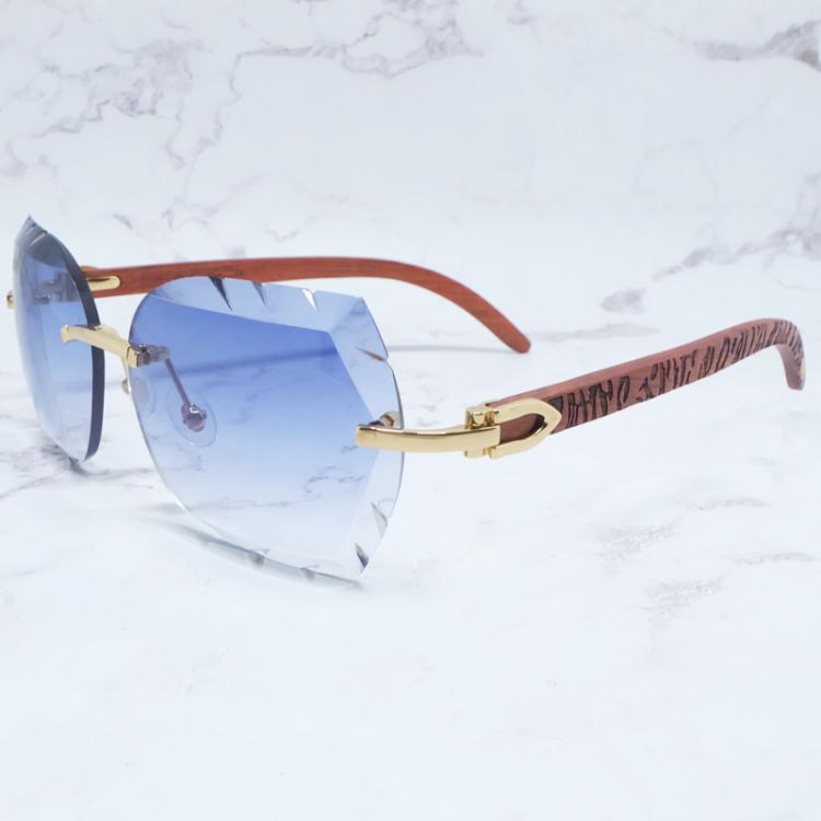 all in one place אביזרי גברים Rimless Sunglasses Oversized Men Luxury Sawtooth Sun Glasses Carter Designer Wood Metal Shades for Women Buffs Cut Eyewear
