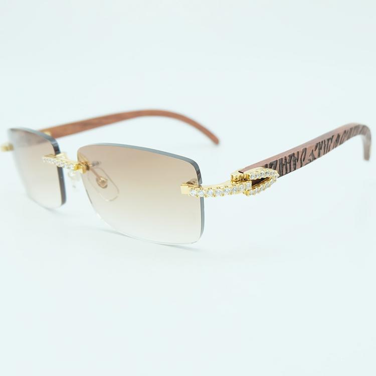 all in one place אביזרי גברים Rhinestone Square Sunglasses Luxury Wood Buffalo Horn 3mm Diamond Carter Sun Glasses Fashion Mens Rimless Sunglass Shade Eyewear