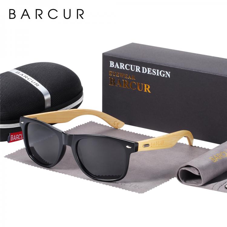 all in one place אביזרי גברים BARCUR Polarized Bamboo Sunglasses Men Wooden Sun Glasses Women Brand Original Wood UV400 Oculos De Sol Masculino