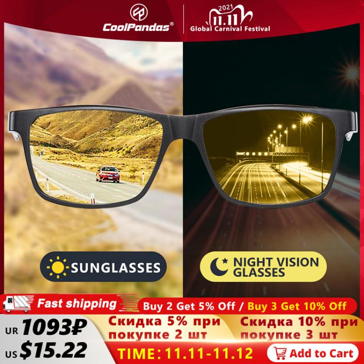 all in one place אביזרי גברים Top Carbon fiber Square Driving Photochromic Polarized Sunglasses Men Day Night Vision Goggles Sun glasses gafas de sol hombre