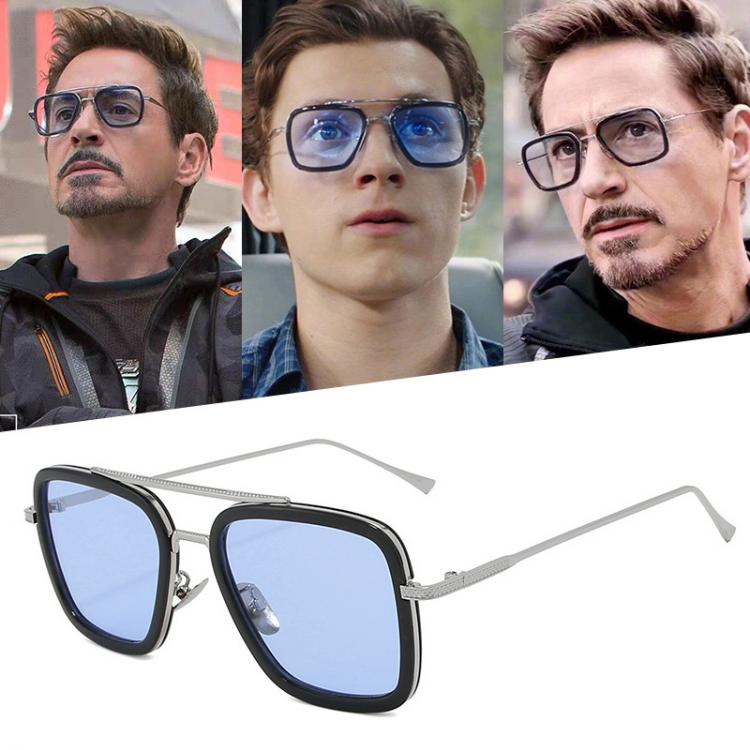 all in one place אביזרי גברים MADELINY Retro Square Sunglasses Men Women Goggle Alloy Frame Gradient Lens HERO Avengers Tony Stark Flight Style Edith Glasses
