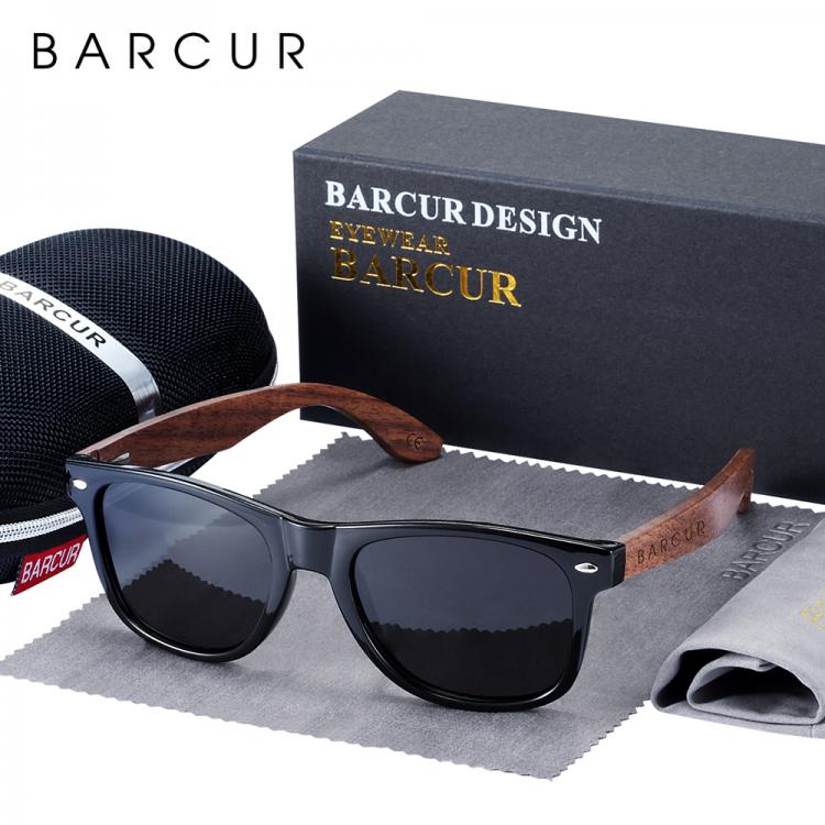 all in one place אביזרי גברים BARCUR High Quality Black Walnut Sunglasses Anti-Reflecti Men Women Mirror Sun Glasses Male UV400 Wooden Sunglass Shades Oculos