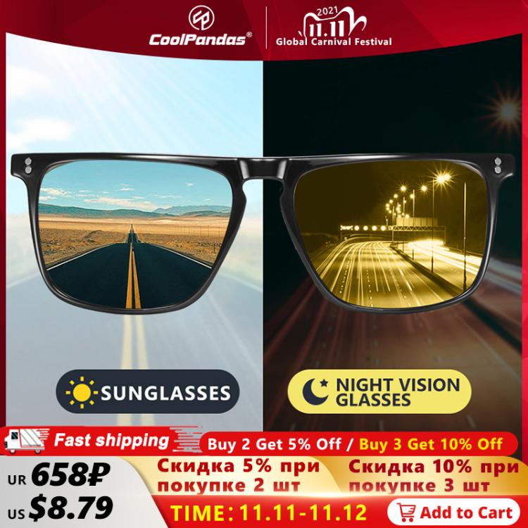 all in one place אביזרי גברים Square Retro Rivet Photochromic Sunglasses Men Polarized Women Sports Sun Glasses Day Night Vision Driving gafas de sol hombre
