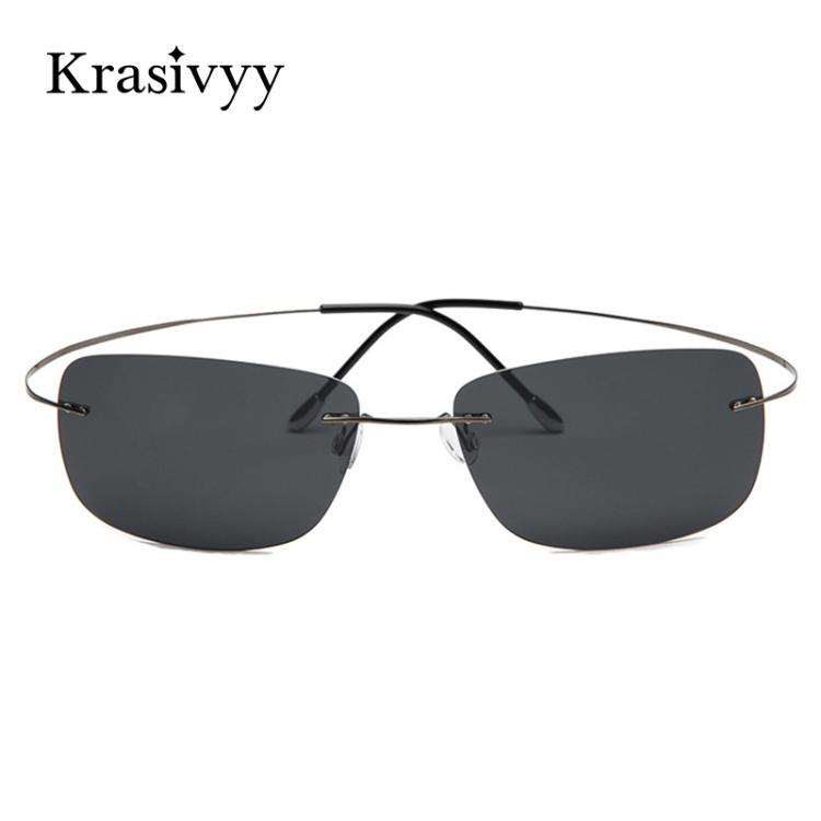 all in one place אביזרי גברים Krasivyy Rimless Square Polarized Sunglasses Men Driving Brand Design Ultralight Pure Titanium Sun Glasses Oculos De Sol
