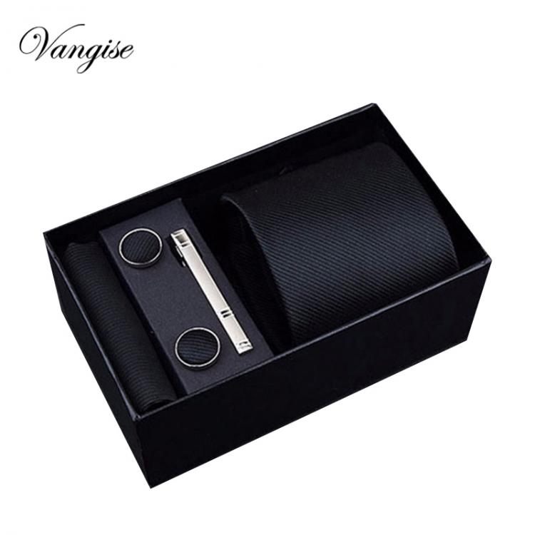 all in one place אביזרי גברים 2021 Fashion 7.5-8 cm Wide Tie Sets Black blue red Men's Neck Tie Hankerchiefs Cufflinks clip Box wedding gift silk handmade