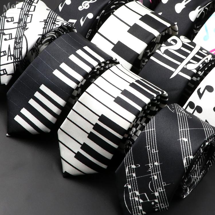 all in one place אביזרי גברים Classic Musical Notes Printed Tie Silky Narrow Neckties Slim Smooth Piano Guitar Necktie Simple Elegant Trendy Unisex Ties Gift