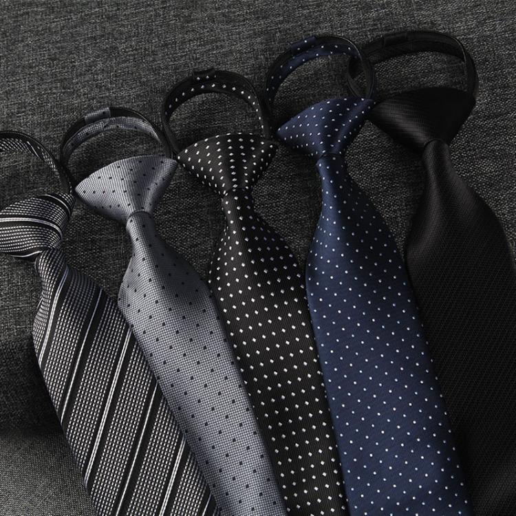 all in one place אביזרי גברים NEW Paisley Zipper Ties for Men 8CM Neck Tie Solid Striped Polka Dots Silk Neckties Men's Automatic Zipper Tie Blue Lazy Ties