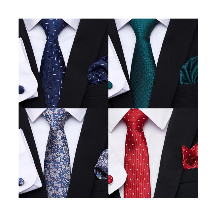 all in one place אביזרי גברים Brand Hot sale Birthday Present Tie Handkerchief Pocket Squares Cufflink Set necktie hombre Formal Clothing Printed cravate