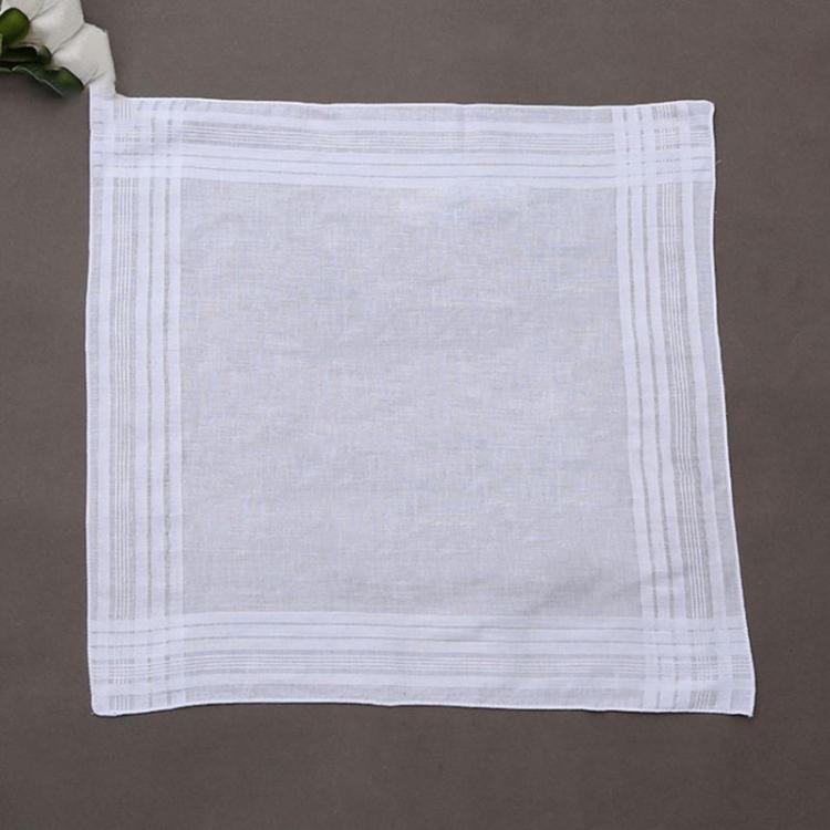 all in one place אביזרי גברים 12Pcs/Set 40x40cm Men Women Cotton Handkerchiefs Pure White Classic Hankies Jacquard Striped Pocket Square Towel DIY Painting