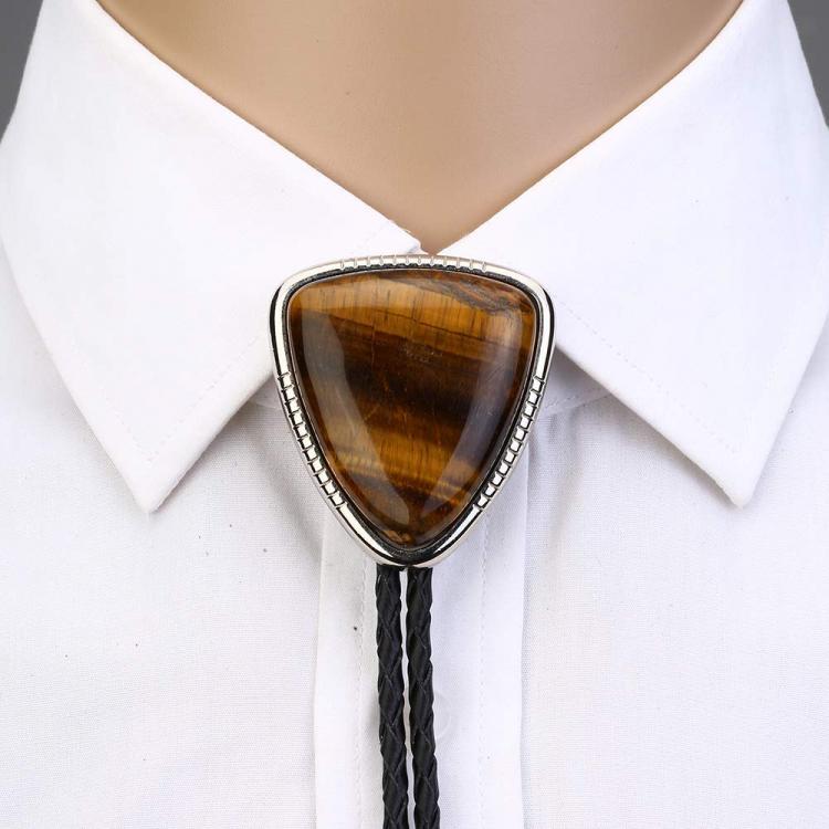 all in one place אביזרי גברים Bolo tie for man women Handmade Western  Art Indian Alloy Necktie Triangle naturel stone