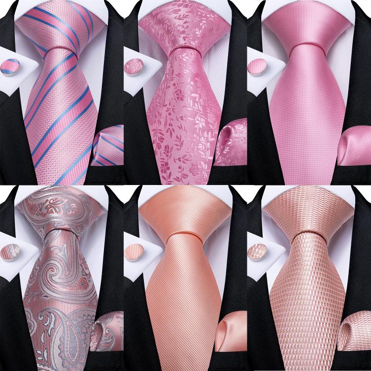 all in one place אביזרי גברים High Quality Pink Striped Paisley Men's Tie Set 8cm Business Wedding Party Accessories Men Necktie Hanky Set Men Gift DiBanGu