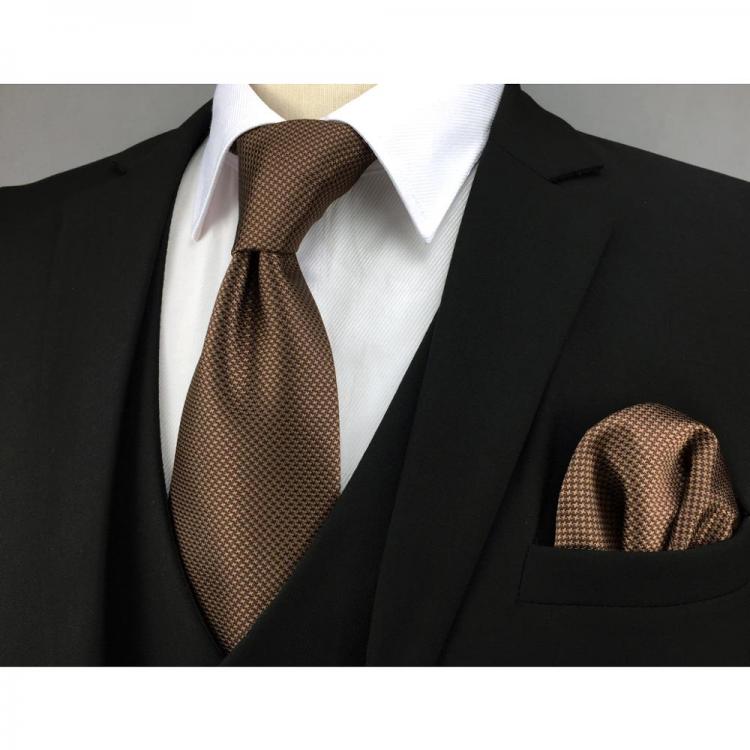 all in one place אביזרי גברים U27 Brown Houndstooth Necktie Set Handmade Wedding Fashion Extra Long Size Classic Ties for Mens Hanky
