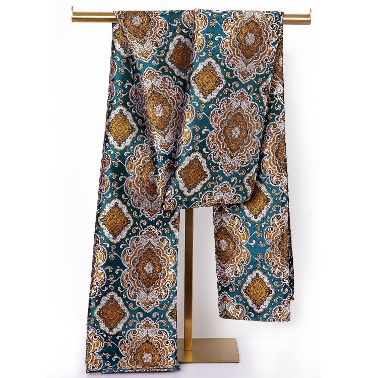 all in one place אביזרי גברים Luxy Fashion Men Scarf Green Gold Floral 100% Silk Scarf Autumn Winter Casual Business Suit Shirt Scarf 160*50cm Barry.Wang