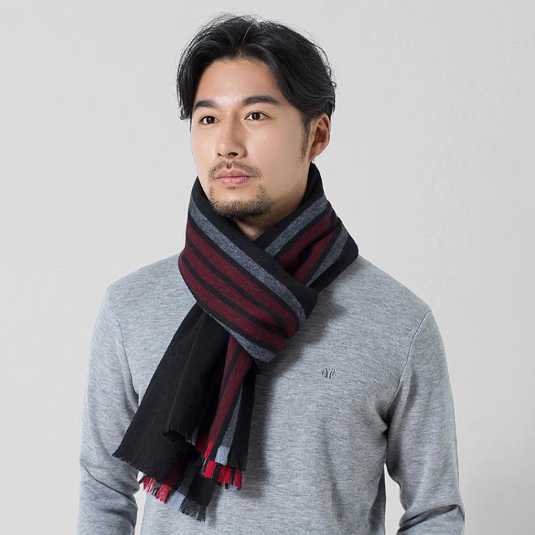 all in one place אביזרי גברים Winter 100% Wool Scarves for Men Plaid Striped Wraps and Shawls Warm Thick Neckerchief Male Gray Muffler Pure Sheep Wool Scarf