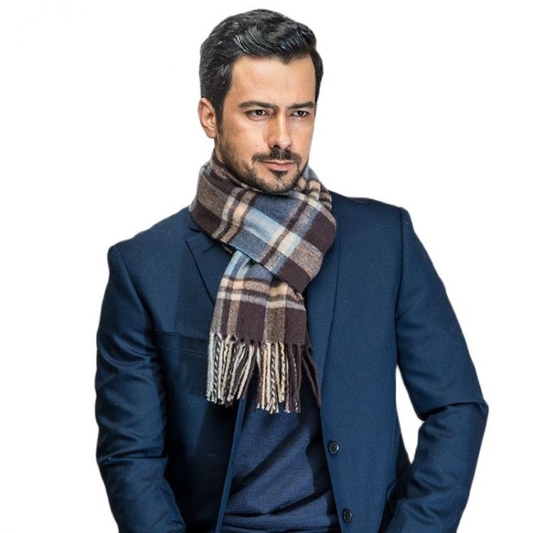 all in one place אביזרי גברים Men Wool Scarf Autumn/Winter Korean Version Thickened British Plaid Neckpiece Male 180*30CM