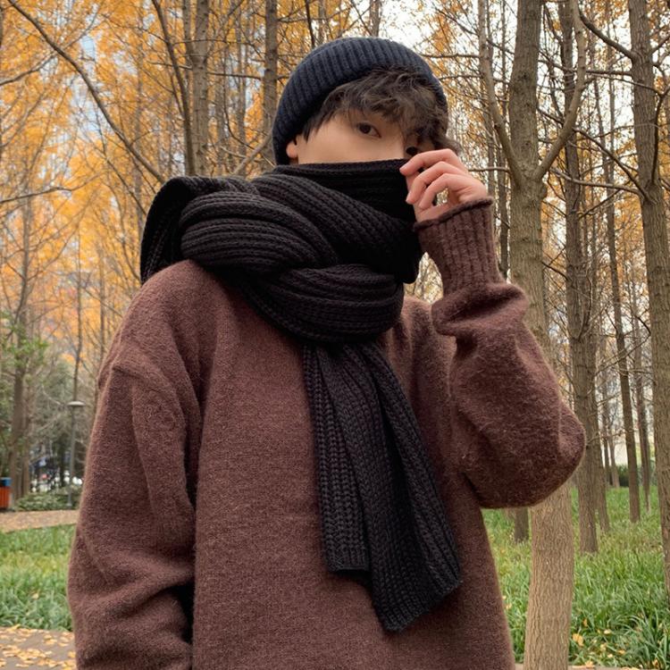 all in one place אביזרי גברים Warm Scarf Men's Fashion Boys' Gift Birthday Gift Men's Fashionable Wool Young People Winter Lovers Knitted New Wra